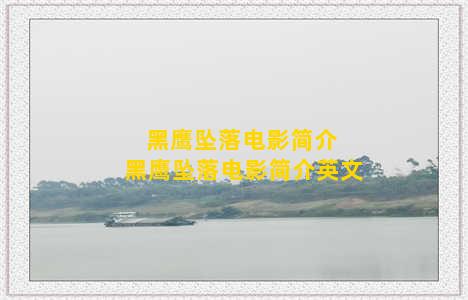 黑鹰坠落电影简介 黑鹰坠落电影简介英文